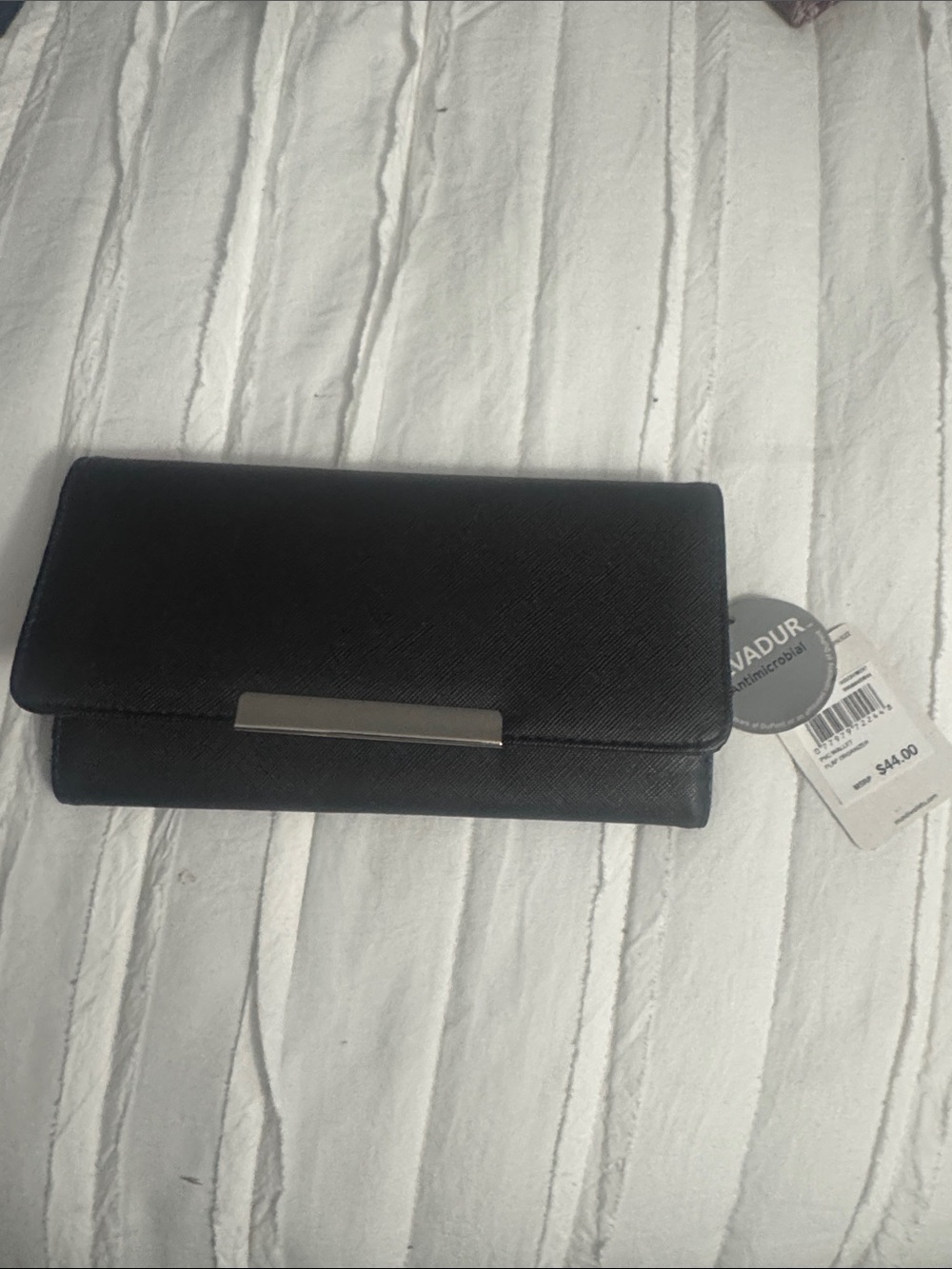 Black Women's Clutch Wallet with Metal Accent